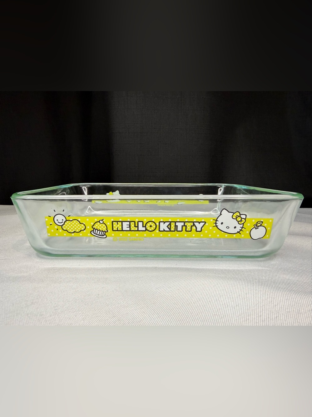 Hello Kitty Yellow and White Glass Pyrex Serving Dish